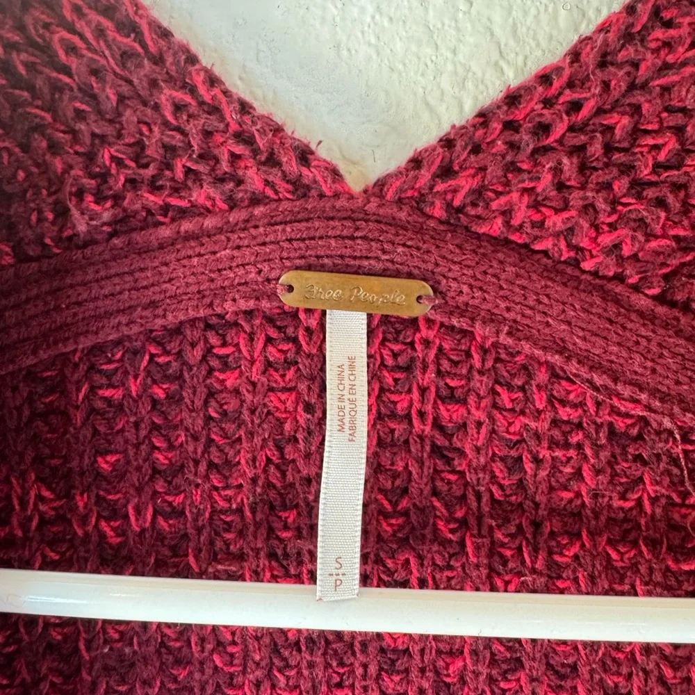 Free People Burgundy Ribbed Open Cardigan